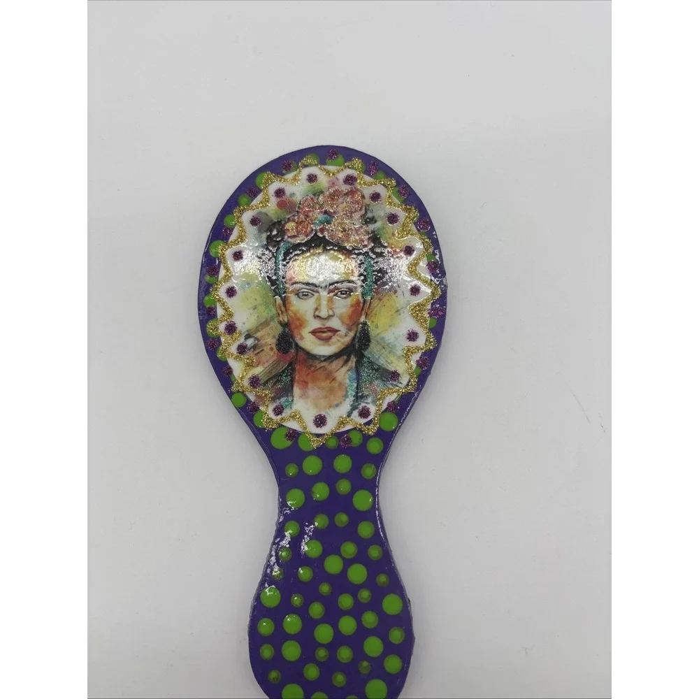Frida Kahlo Decorative Polka Dot Hand Held Mirror 7 1/2 X 4
